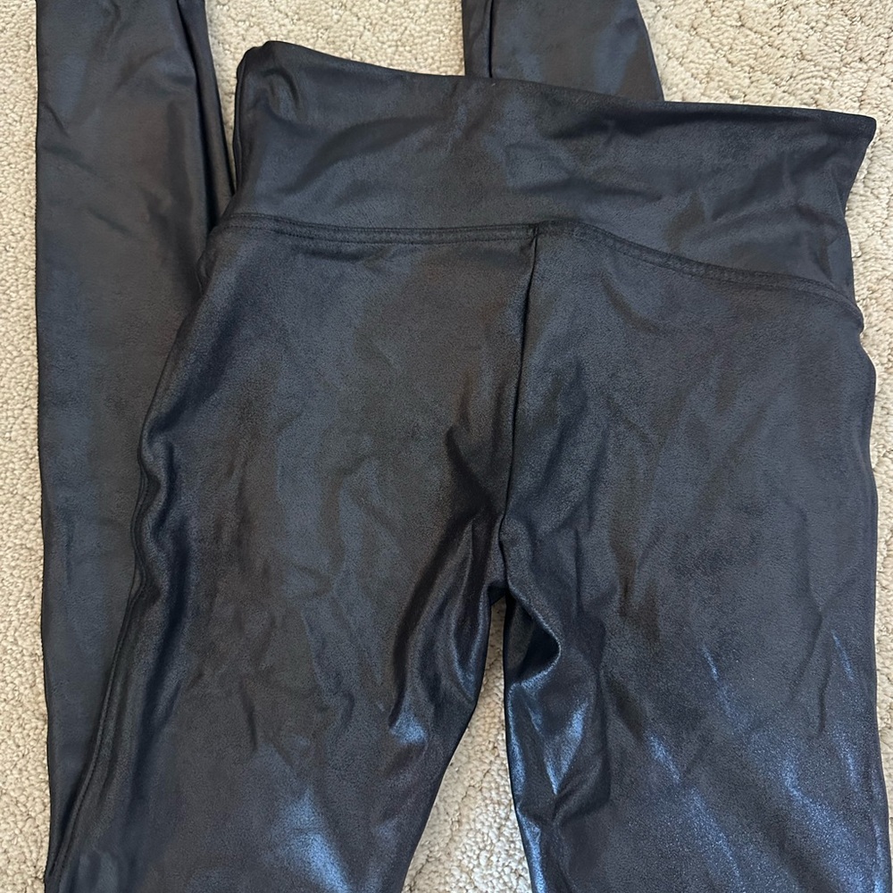 SPANX Faux Black Leather Leggings - Picture 2 of 4